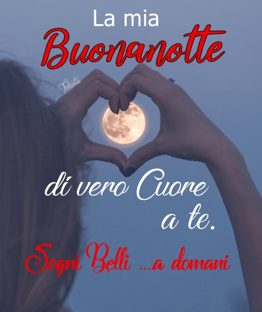 La mia Buonanotte di vero cuore a te. Sogni belli a domani